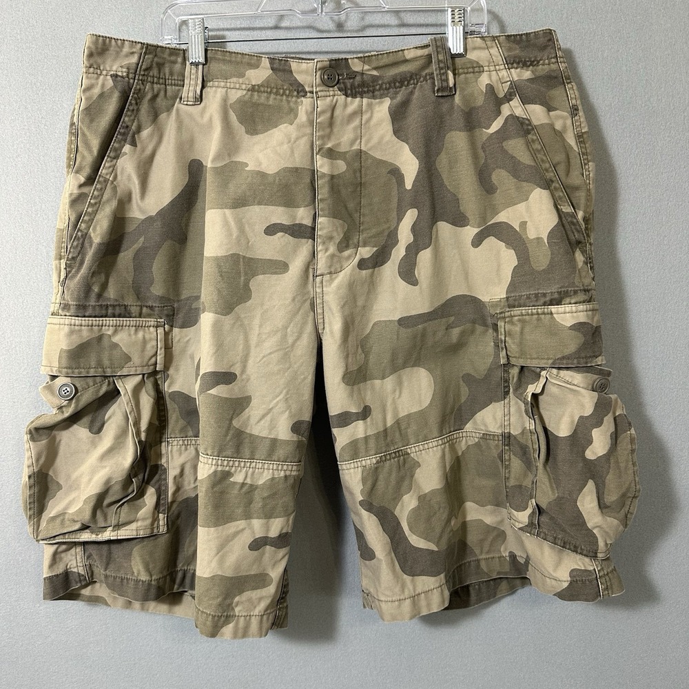 Vtg Y2K‎ Green Camo Cargo Shorts Utility Military Skate Carpenter Baggy Men's 38